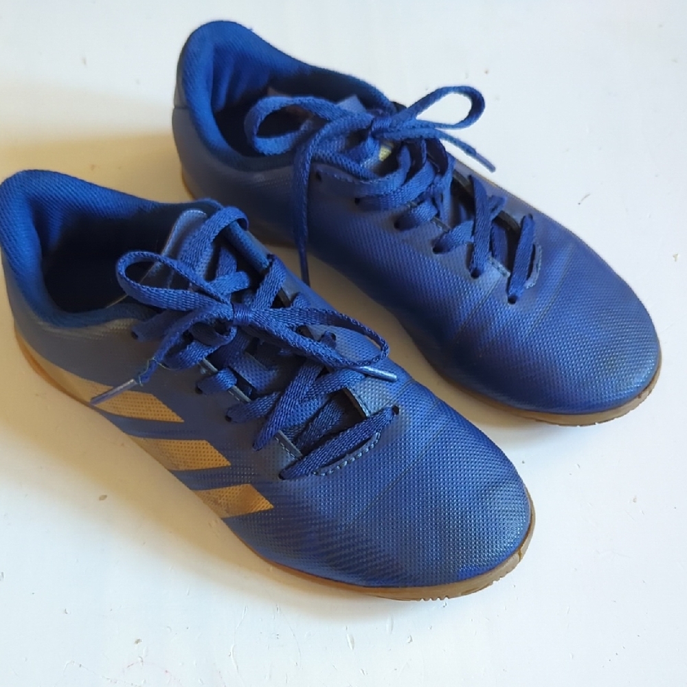 Adidas Royal Blue with Gold Stripes Girls Shoes 1 1/2